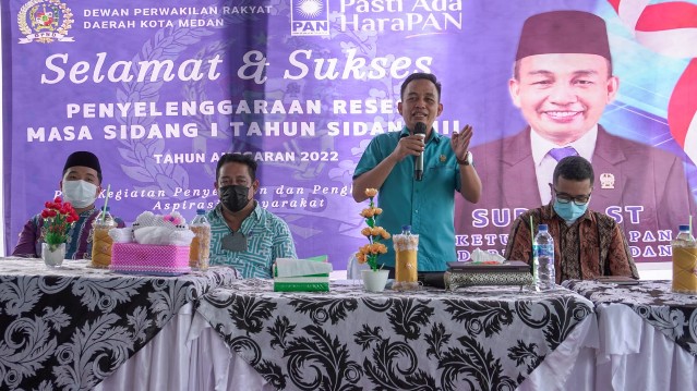 Ketua Fraksi PAN DPRD Medan, Sudari, saat melaksanakan Reses 1 masa sidang ketiga TA 2022 di Marelan