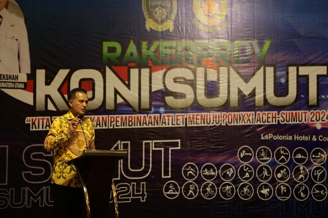 Wagub Sumut, Musa Rajekshah, saat membuka Rakerprov Koni Sumut