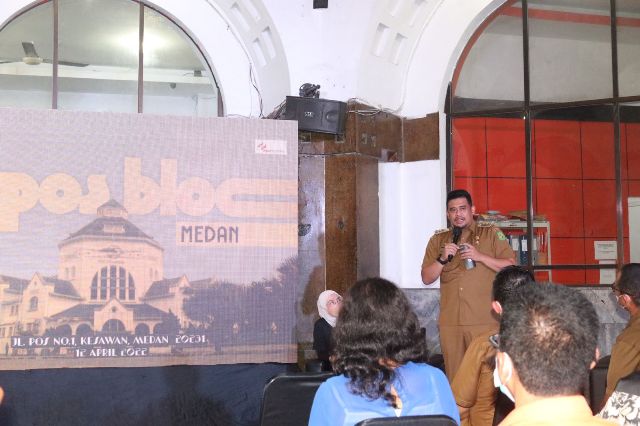 Wali Kota Medan, Bobby Nasution, pada peresmian Pos Bloc