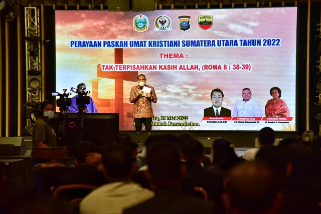 Gubernur Sumut, Edy Rahmayadi, menghadiri perayaan Paskah 2022