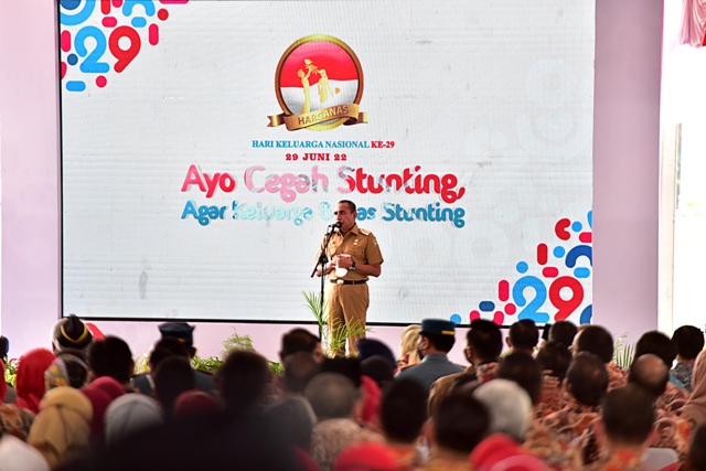 Gubernur Sumut, Edy Rahmayadi, menyampaikan pidato di hadapan Presiden pada peringatan Harganas 29 tahun 2022 di Medan