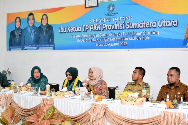 Ketua PKK Sumut, Nawal Lubis, pada monitoring stunting di Labuhanbatu Utara