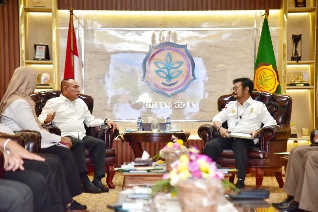 Menteri Pertanian RI, Syahrul Yasin Limpo, menerima kunjungan Gubernur sumut, Edy Rahmayadi