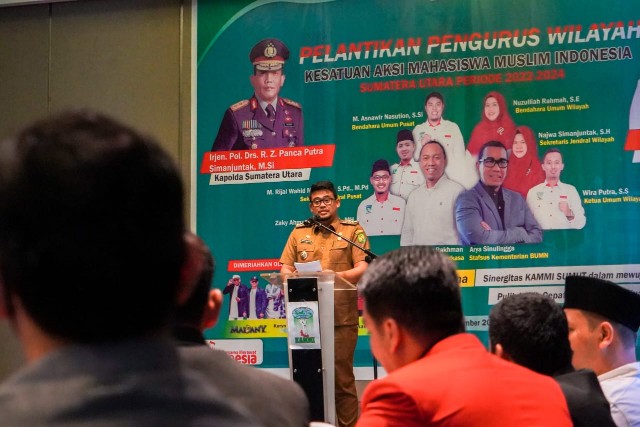Wali Kota Medan, Bobby Nasution, pada pelantikan KAMMI Sumut
