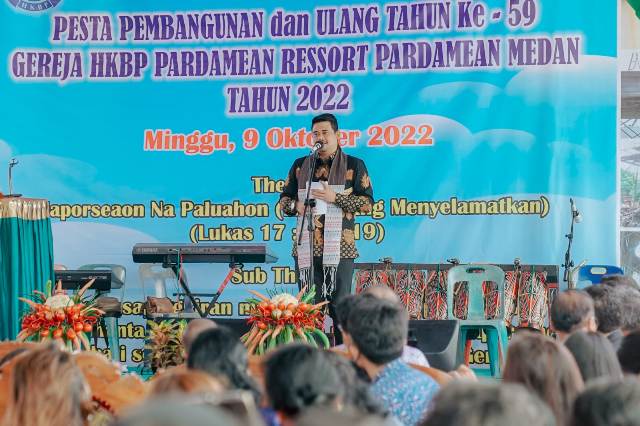 Wali Kota Medan, Bobby Nasution, menghadiri Pesta Pembangunan dan Ulang Tahun ke-59 Gereja HKBP Pardamean