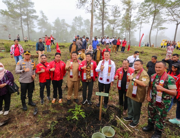 Wagub Sumut, Musa Rajekshah, usai menanam pohon di Samosir