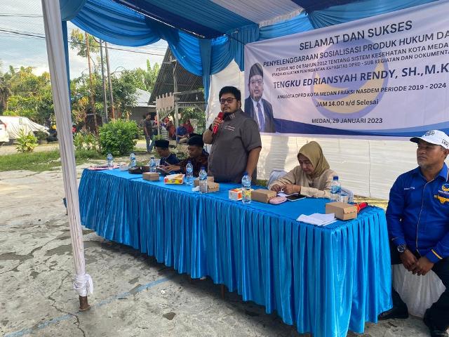 Anggota DPRD Medan Fraksi NasDem, T. Edriansyah Rendy, melaksanakan Sosper 1 tahun 2023