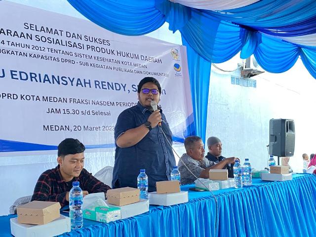 Anggota DPRD Medan, T. Edriansyah Rendy, melaksanakan Sosialisasi Produk Hukum Daerah Kota Medanke 3 TA 2023 di Medan Marelan