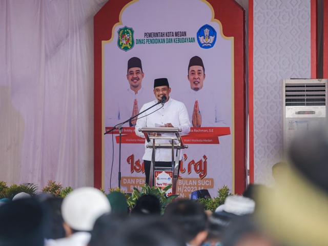 Wali Kota Medan, Bobby Nasution, pada peringatan Isra' Mikraj 1444 H di Marelan