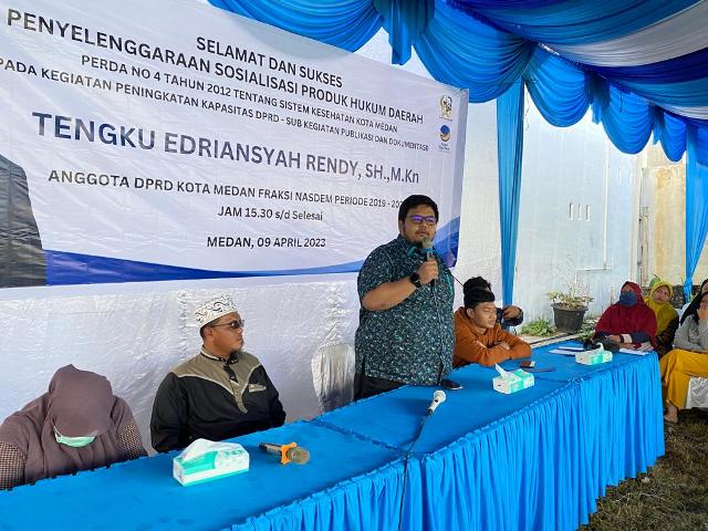 Anggota DPRD Medan Fraksi NasDem, T Edriansyah Rendy, melaksanakan Sosialisasi Perda ke 4 TA 2023 di Medan Marelan