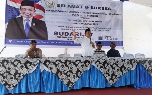 Anggota DPRD Medan Fraksi PAN, Sudari, melaksanakan Sosper ke IV TA 2023 di Griya Martubung, Medan Labuhan