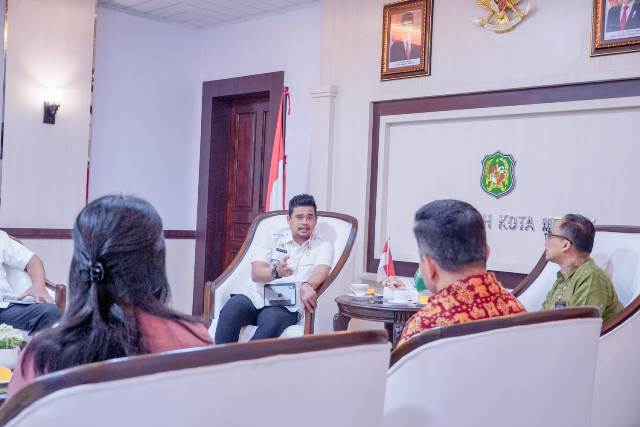 Wali Kota Medan, Bobby Nasution, menerima kunjungan Kepala Perwakilan BI Provinsi Sumut, IGP Wira Kusuma