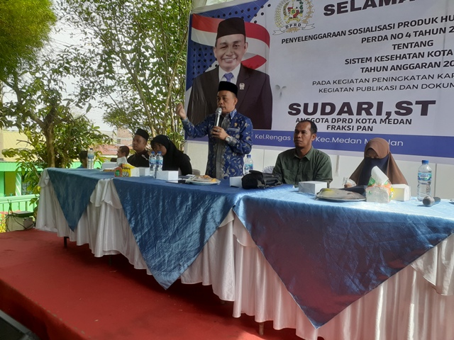 Anggota DPRD Medan Fraksi PAN, Sudari, melaksanakan Sosper ke 7 di Rengas Pulau Medan Marelan