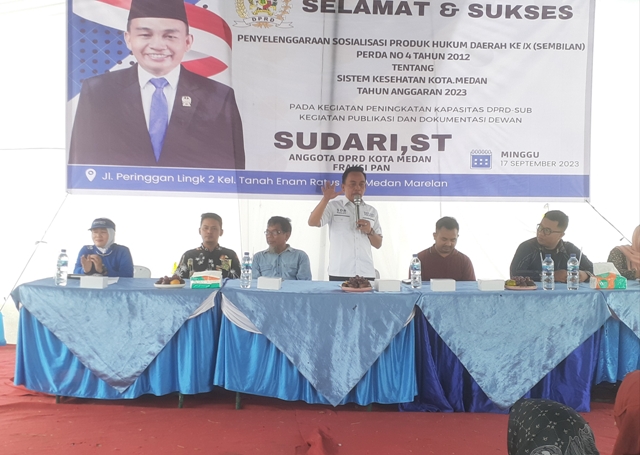 Anggota DPRD Medan Fraksi PAN, Sudari, melaksanakan Sosper IX di Tanah Enam Ratus Marelan