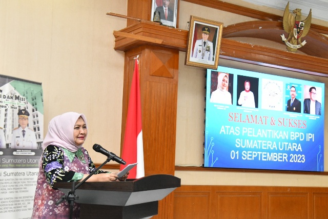 Ketua TP PKK Sumut, Nawal Lubis, pada Pelantikan BPD IPI Sumut