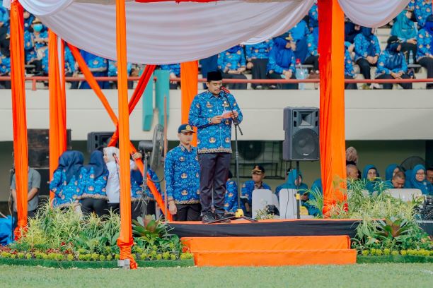 Wali Kota Medan, Bobby Nasution, pada peringatan HUT Korpri 52 tahun 2023 di Stadion Mini USU