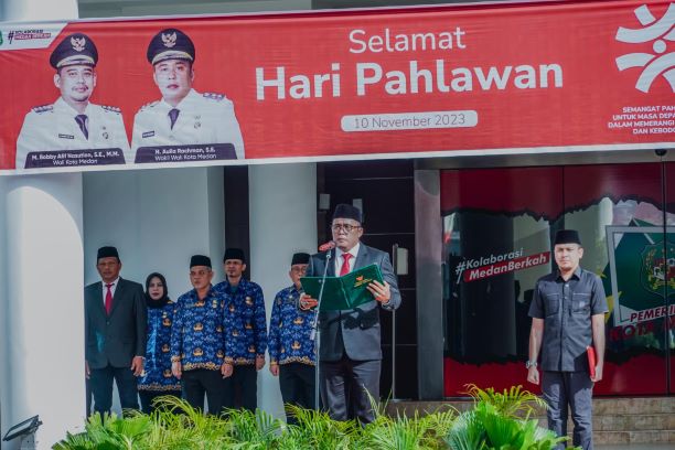 Wakil Wali Kota Medan, Aulia Rachman, menjadi Irup Hari Pahlawan 10 November 2023 di Pemkot Medan