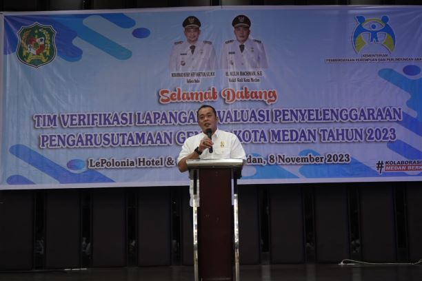 Wakil Wali Kota Medan, Aulia Rachman, pada Verifikasi Lapangan Evaluasi Penyelenggaraan Pengarusutamaan Gender Kota Medan tahun 2023