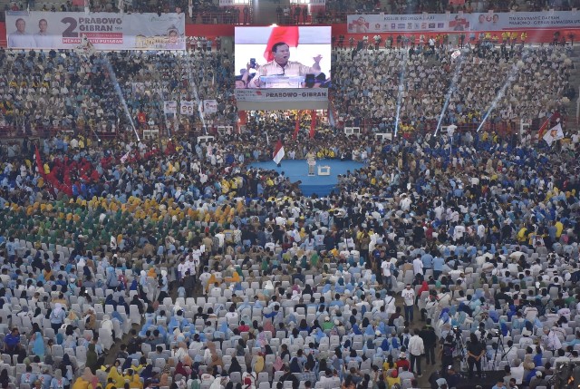 Prabowo saat kampanye di Gedung Serba Guna Sumut