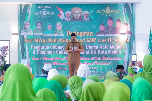 Wali Kota Medan, Bobby Nasution, pada peringatan Isra' Mikraj Muslimat NU