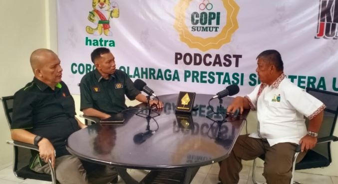 Ketua KONI Pematangsiantar, Jayadi Sagala, saat poadcast bersama KONI Sumut