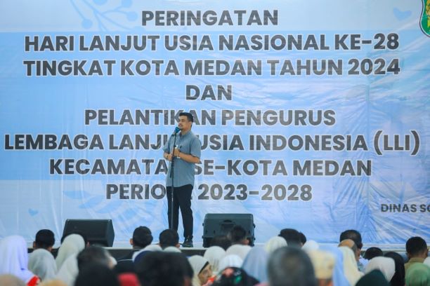 Wali Kota Medan, Bobby Nasution, pada Peringatan Hari Lanjut Usia Nasional ke 28 tingkat Kota Medan