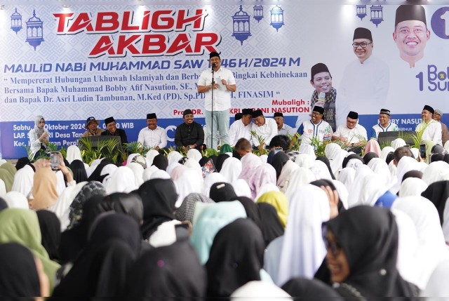 Cagubsu, Bobby Nasution, hadiri tabligh akbar di Hamparan Perak
