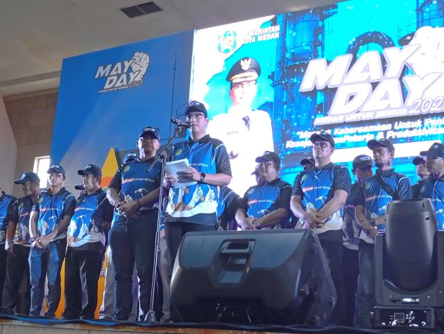 Wali Kota Medan, Rico Tri Putra Bayu Waas, pada peringatan May Day 2025