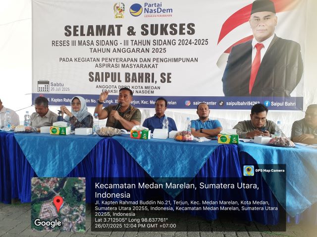 Anggota DPRD Medan Fraksi NasDem, Saipul Bahri, gelar Reses III Masa Sidang III TA 2025 di Marelan 1