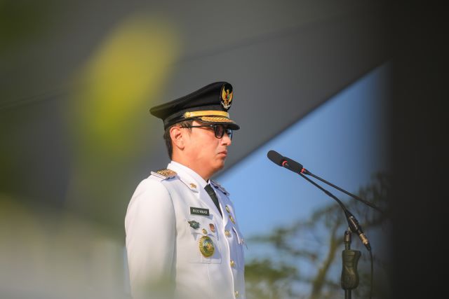 Wali Kota Medan, Rico Tri Putra Bayu Waas, pada upacara HUT Kota Medan 435