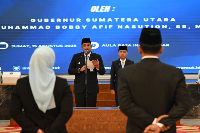 Gubernur Sumut, Bobby Nasution, lantik 5 pejabat eselon II Pemprov Sumut