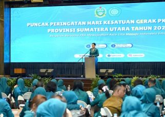 Ketua TP PKK Sumut, Kahiyang Ayu, pada puncak HKG PKK ke 53