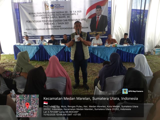 Anggota DPRD Medan Fraksi NasDem, Saipul Bahri, gelar Sosper X TA 2025 di Marelan 1