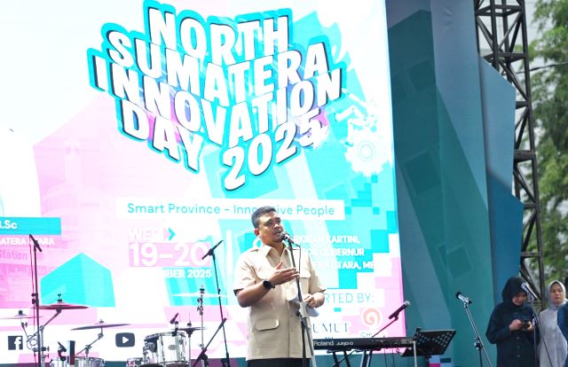 Gubernur Sumut, Bobby Nasution, berikan sambutan pada pembukaan North Sumatera Inovation Day