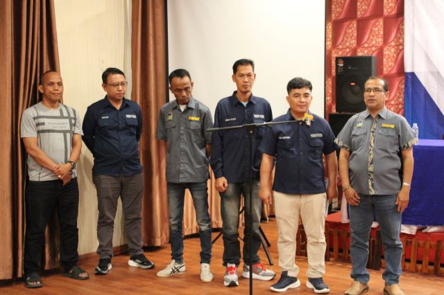 Ketua Wartawan Pemkot Tebingtinggi terpilih, Alex Garingging, berikan sambutan