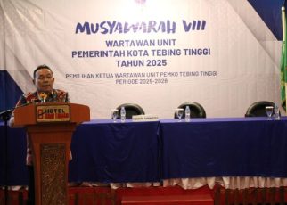 Wakil Wali Kota Tebingtinggi,Chairil Mukmin Tambunan, buka Musyawarah Wartawan Pemkot