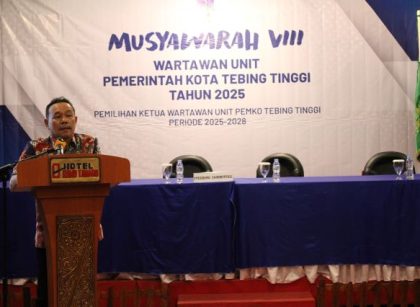 Wakil Wali Kota Tebingtinggi,Chairil Mukmin Tambunan, buka Musyawarah Wartawan Pemkot