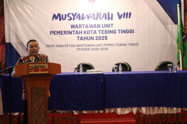Wakil Wali Kota Tebingtinggi,Chairil Mukmin Tambunan, buka Musyawarah Wartawan Pemkot