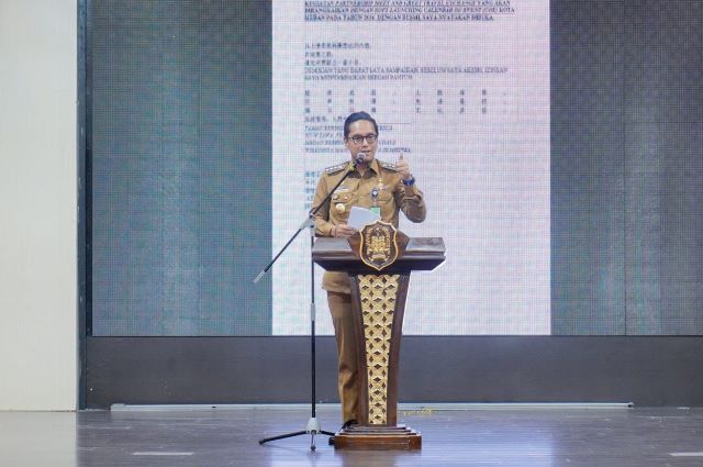 Wali Kota Medan, Rico Tri Putra Bayu Waas, pada pembukaan Partnership Meet And Greet Travel Exchange - Astindo Sumut