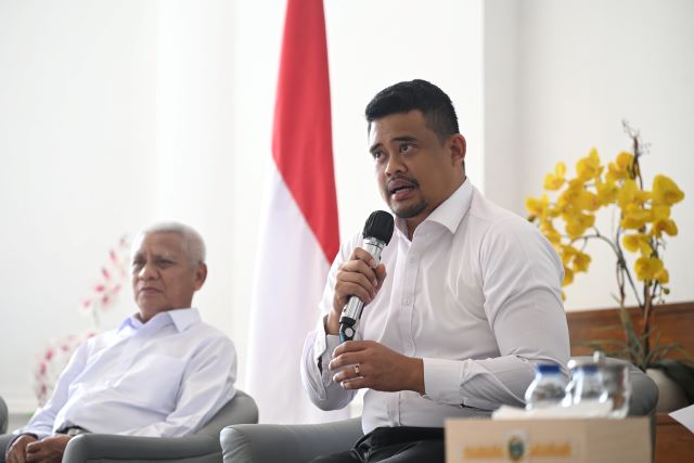 Gubernur Sumut, Bobby Nasution, pada Konferensi Pers Penetapan UMP 2026