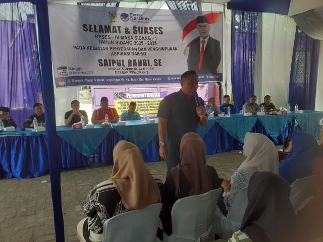 Sekretaris Fraksi NasDem DPRD Medan, Saipul Bahri, gelar Reses 4 Masa Sidang 1 Tahun Sidang 2025-2026 di Marelan 2 (1)