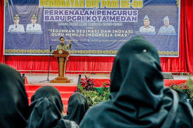 Wali Kota Medan, Rico Tri Putra Bayu Waas, hadiri peringatan HUT 80 PGRI Kota Medan