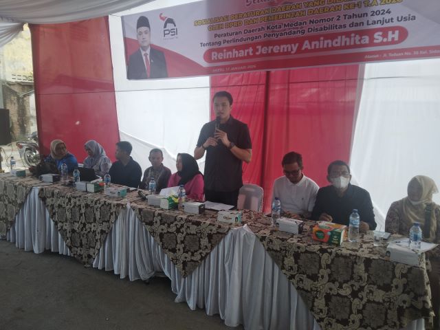 Anggota DPRD Medan Fraksi PSI, Reinhart Jeremy Anindhita, gelar Sosper 1 TA 2026 di Medan Tembung 1