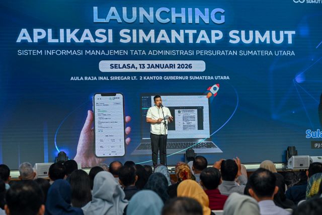 Gubernur Sumut, Bobby Nasution, launching aplikasi Simantap 1