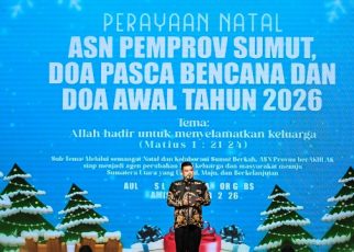 Gubernur Sumut, Bobby Nasution, pada perayaan Natal ASN Pemprovsu