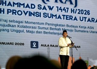 Gubernur Sumut, Bobby Nasution, pada peringatan Isra' Mikraj 1447 H