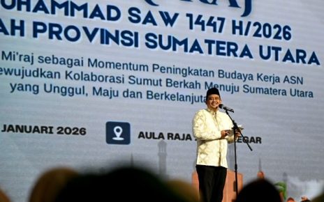 Gubernur Sumut, Bobby Nasution, pada peringatan Isra' Mikraj 1447 H