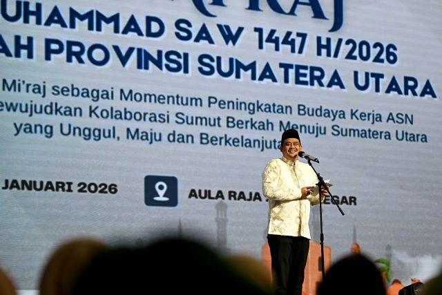 Gubernur Sumut, Bobby Nasution, pada peringatan Isra' Mikraj 1447 H