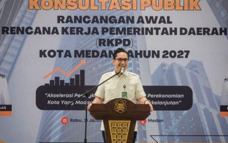 Wali Kota Medan, Rico Tri Putra Bayu Waas, pada forum Konsultasi Publik Rancangan Awal RKPD Kota Medan Tahun 2027