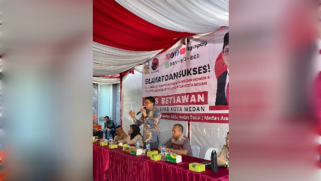 Anggota DPRD Medan Fraksi PDI Perjuangan, Agus Setiawan, gelar Sosper ke II TA 2026 di Medan Denai